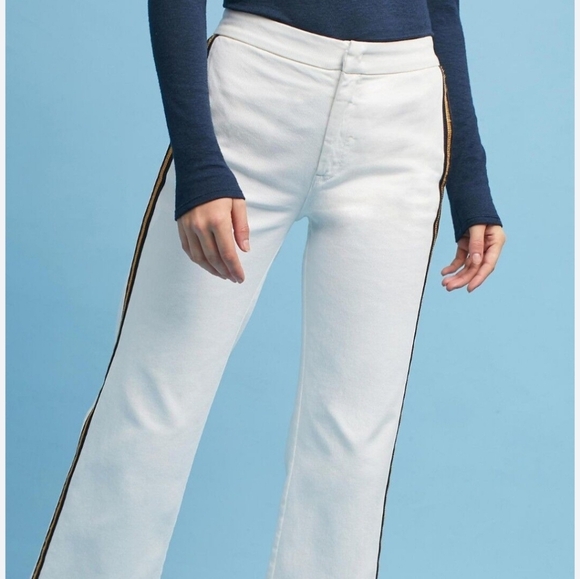NWT Seafarer Anthropologie White Denim Pants Size 25 Ammiraglio FLAW - Picture 1 of 11
